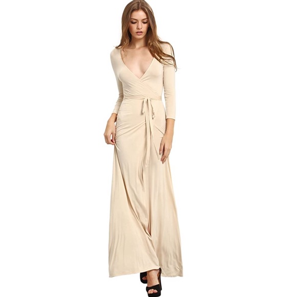 Dresses & Skirts - 🍍Cream long wrap dress, Sz. XL